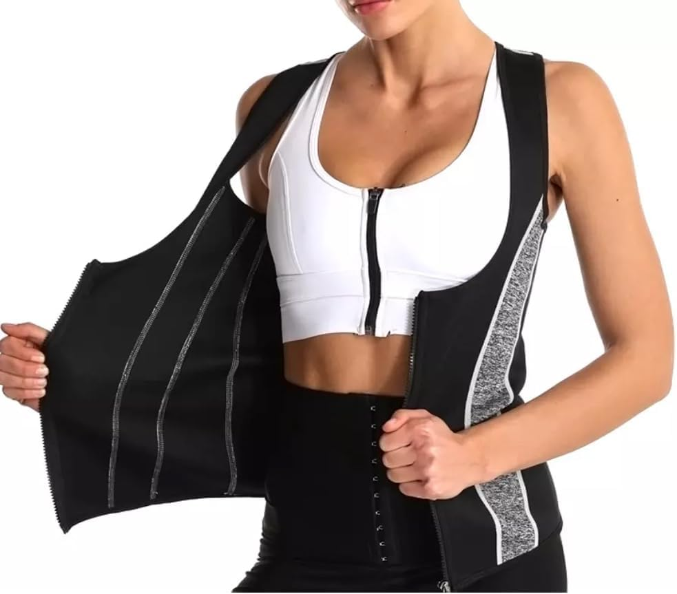 Faja reductora moldeadora mujer neopreno - chaleco sauna con cremallera